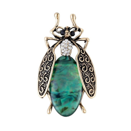 Broche Escarabajo Esmeralda Barroca - Joya Vintage Elegante