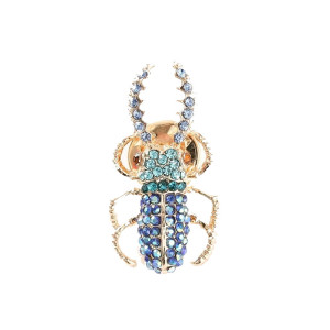 Broche Escarabajo Cristal Cobalto | Joya Elegante para Mujer