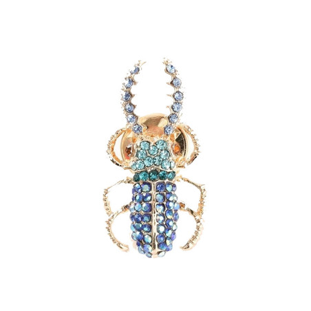 Broche Escarabajo Cristal Cobalto | Joya Elegante para Mujer