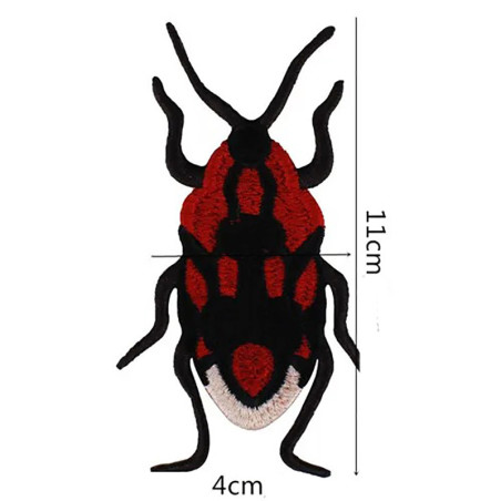 Parche Escarabajo "Rojo Ardiente" Bordado | Rojo & Dorado 11x4 cm