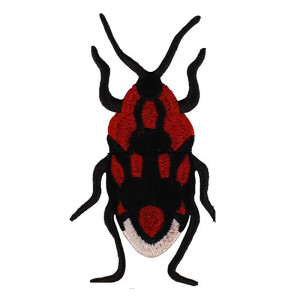 Parche Escarabajo "Rojo Ardiente" Bordado | Rojo & Dorado 11x4 cm