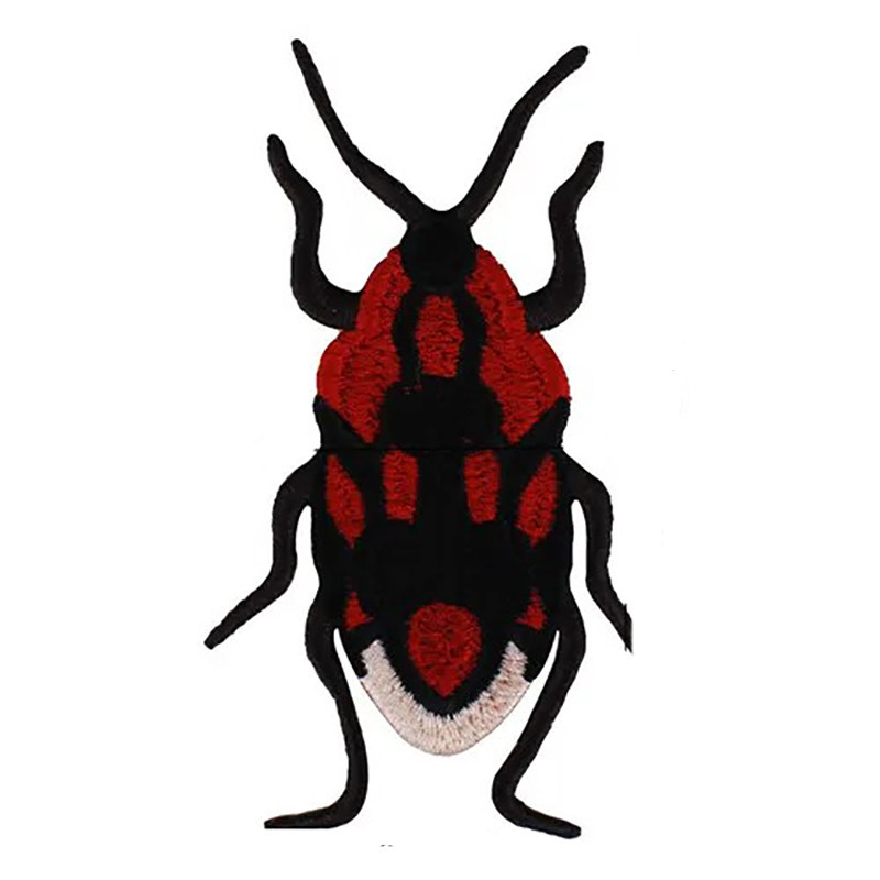 Parche Escarabajo "Rojo Ardiente" Bordado | Rojo & Dorado 11x4 cm