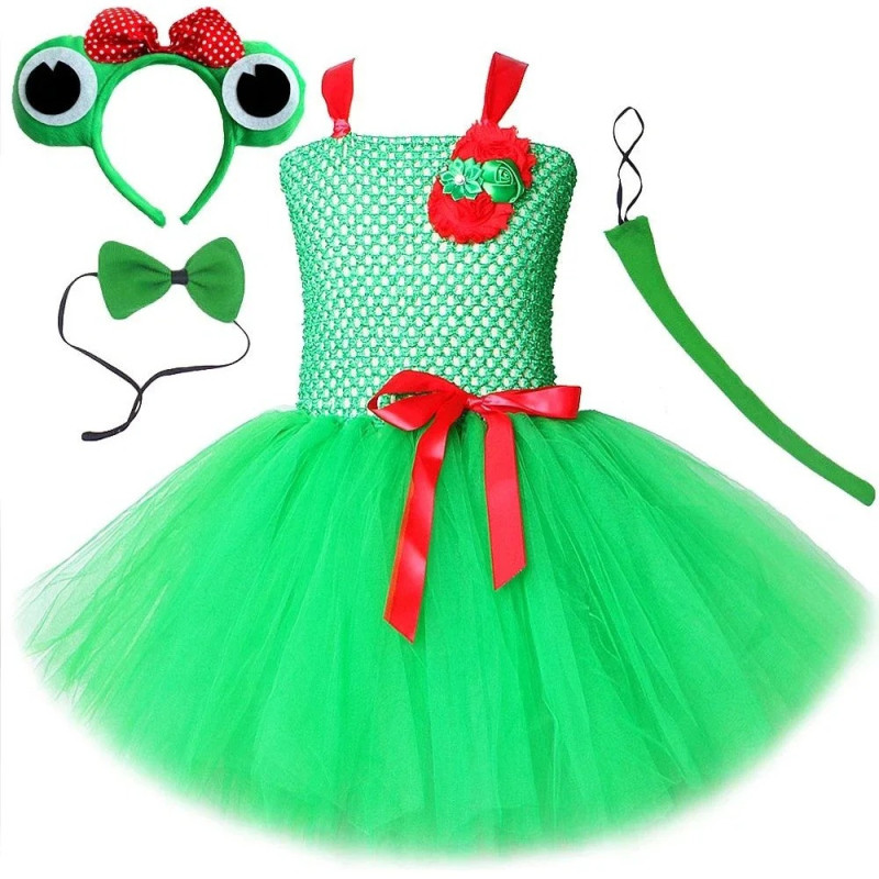 Disfraz Vestido Rana Niña "Miss Croac" - Tutú Verde y Rosa