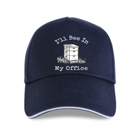 Casquette Abeille unisexe inscription I'll BEE in my Office bleu marine