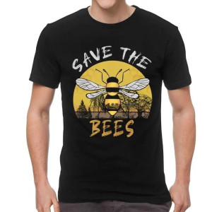 T-shirt Abeille Homme Save the Bees – T-shirt Noir Message Sauvez les Abeilles