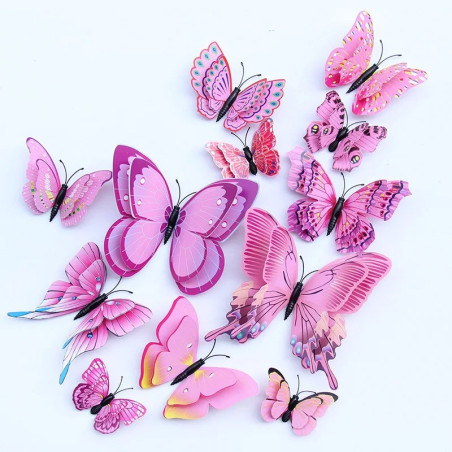 Lot de Stickers Papillon “Nuée Féerique Multicolore” - couleur rose