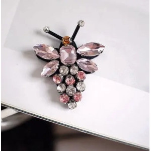 Broche Abeille Quartz Rosé Étincelant