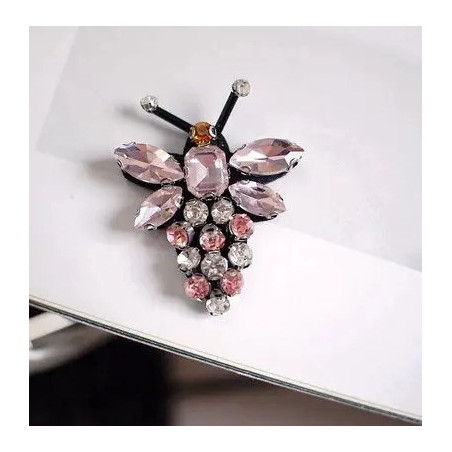 Broche Abeille Quartz Rosé Étincelant