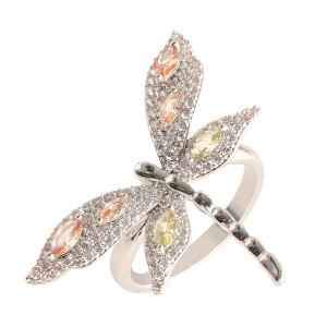 Anillo Libélula y Mariposa Plata 925 'Jardín Resplandeciente'