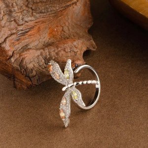 Anillo Libélula y Mariposa Plata 925 'Jardín Resplandeciente'