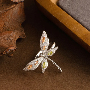 Anillo Libélula y Mariposa Plata 925 'Jardín Resplandeciente'