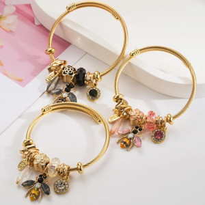 Pulsera Abeja 'Tesoro Dorado' - Joya Elegante de Acero Inox