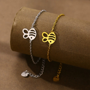 Pulsera Abeja 'Esencia Real' - Joya Minimalista en Oro o Plata