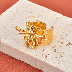 Anillo Abeja Majestad Dorado | Joyas Mujer Acero Inoxidable