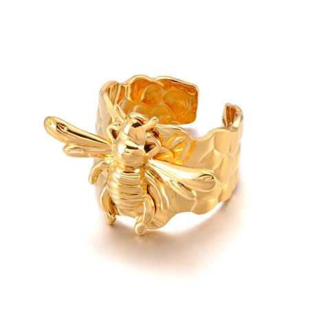 Anillo Abeja Majestad Dorado | Joyas Mujer Acero Inoxidable