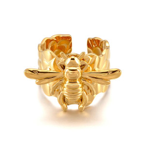 Anillo Abeja Majestad Dorado | Joyas Mujer Acero Inoxidable