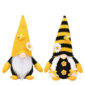 Gnomo Abeja "Sol a Cuadros" | Decoración Original y Cálida