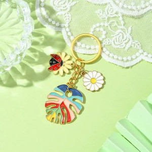 Llavero Mariquita Tropical y Margarita | Regalo Original para Mujer