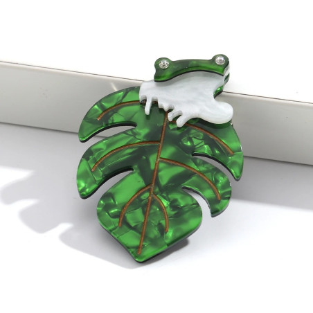 Broche Rana Tropical sobre Hoja | Joya Original y Elegante