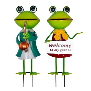 Dúo de Estatuillas de Ranas Músicas - Decoración para Jardín