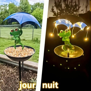 Estatua Rana de Jardín Solar – Decoración Exterior con Luz