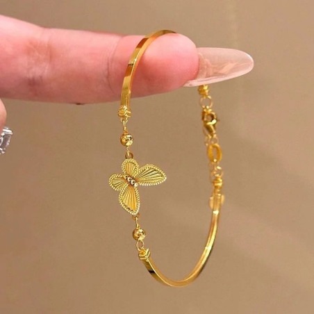 Pulsera Mariposa Destello Dorado Ajustable