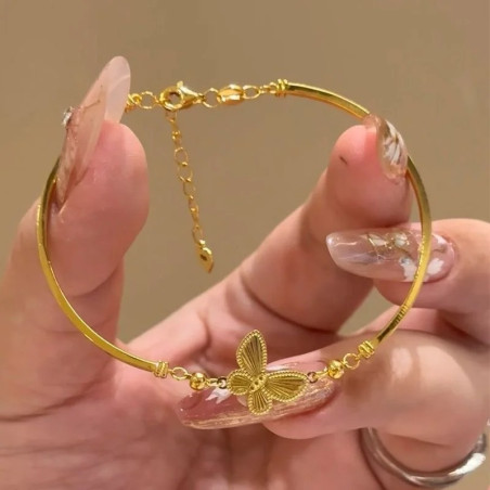 Pulsera Mariposa Destello Dorado Ajustable