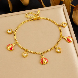 Pulsera Mariquita Corazones Preciosos