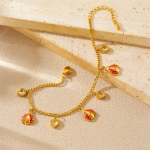 Detalles de la Magnífica Pulsera Mariquita Corazones Preciosos