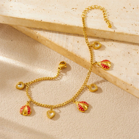 Detalles de la Magnífica Pulsera Mariquita Corazones Preciosos