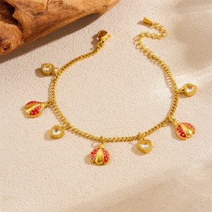 Detalles de la Pulsera Mariquita Corazones Preciosos
