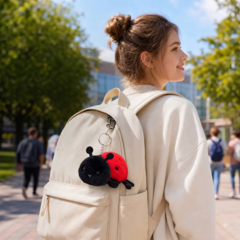 Llavero Mariquita de Peluche «Pequeño Amuleto de la Suerte»