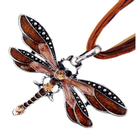 Collar Libélula «Destellos Arcoíris» - Marrón