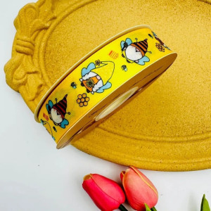 Cinta de Satén con Abejas 'Abeja Traviesa de las Flores' - 2.5 cm x 45 m: ¡Ideal para Manualidades y Regalos Originales!