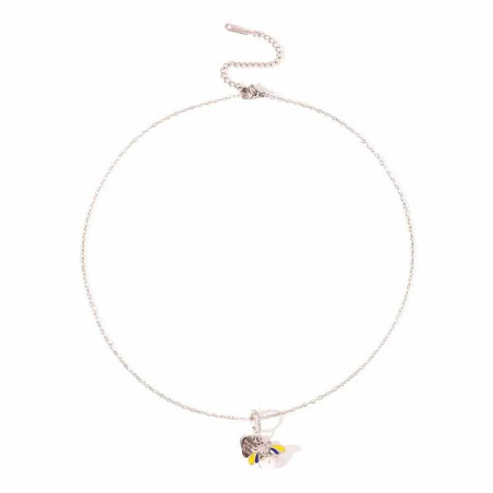 Collar Abeja Perla de Miel Color Plata