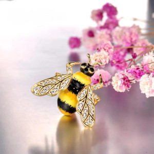 Vista frontal Broche Abeja Destello de Miel