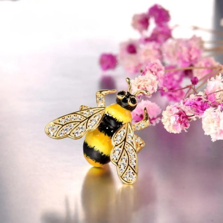 Vista frontal Broche Abeja Destello de Miel