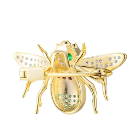 Vista trasera Broche Abeja Tesoro de Esmeralda Plata de Ley 925