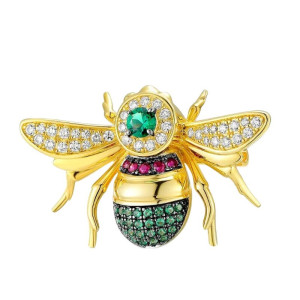 Broche Abeja Tesoro de Esmeralda Plata de Ley 925