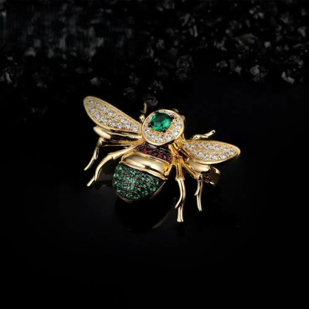 Broche Abeja Tesoro de Esmeralda Plata de Ley 925