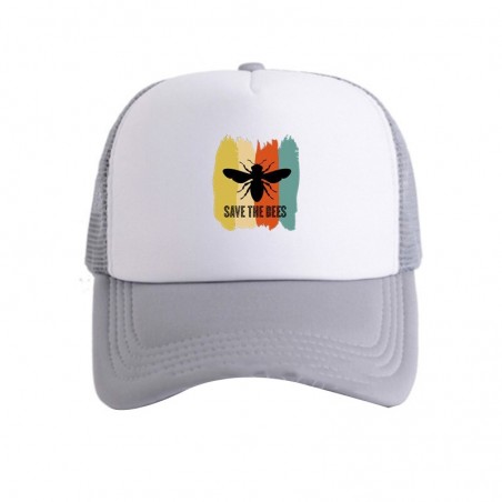 Casquette Abeille Apilculteur Save the Bees Savons les abeilles gris