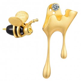 Pendientes Abeja y Miel en Plata de Ley 925 | Joya Original