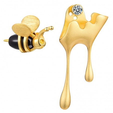 Pendientes Abeja y Miel en Plata de Ley 925 | Joya Original