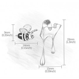Boucles d'oreilles abeilles goutte miel bijou en argent Sterling 925 dimensions