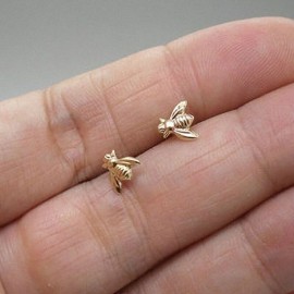 Boucles d'oreilles abeille Rose plaquée or, argent ou or rose