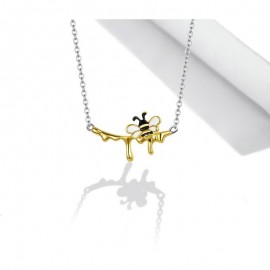 Collier abeille en argent Sterling 925 avec boucles d'oreilles abeille en émail