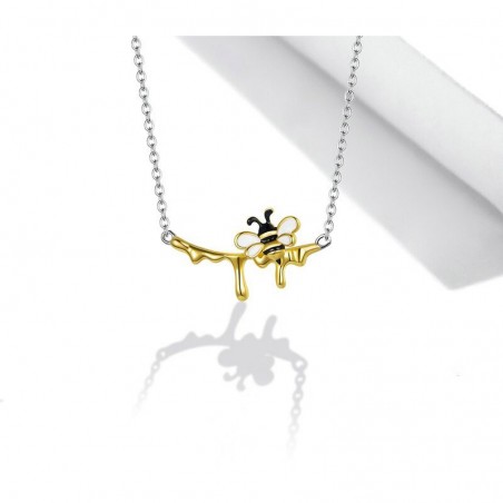 Collier abeille en argent Sterling 925 avec boucles d'oreilles abeille en émail