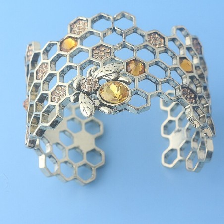 Bracelet ouvert en forme de nid d'abeille vue dessus