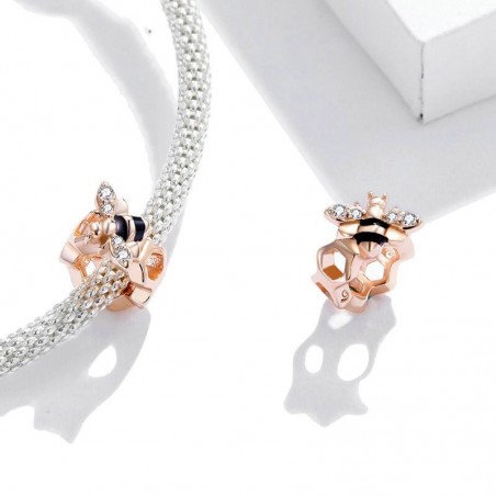 Bracelet abeille de couleur or rose en argent Sterling 925 détails