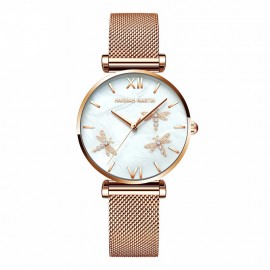 Montre à Quartz pour femme rose brqacelet metal rose